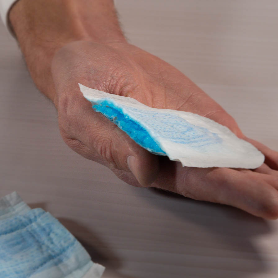 Depend® Incontinence Shields for men Feature: by wicking away wetness & turning liquid to gel